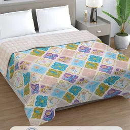 FABINALIV Blue & Green Geometric Printed AC Room 350 GSM Double Bed Comforter-5