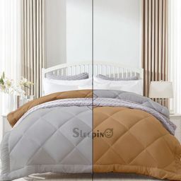 Sleepino Grey Microfiber 300 GSM Mild Winter Reversible King Size Bed Comforter-20