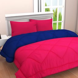 Comfowell Pink & Navy Blue Geometric Mild Winter 110 GSM Single Bed Comforter-image-73