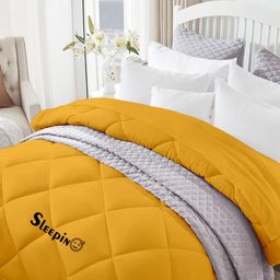 Sleepino Yellow Microfiber 500 GSM Heavy Winter Double Bed Comforter-image-129