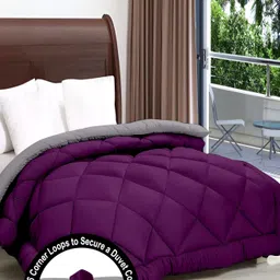Comfowell Purple & Grey Geometric Heavy Winter 233 GSM Double Bed Comforter-picture-14