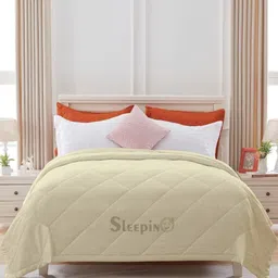 Sleepino Off-White Microfiber 100 GSM Mild Winter Double Bed Comforter-14