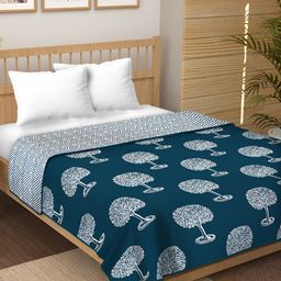 Comfowell Blue & White Floral Printed AC Room Cotton Single Bed Dohar-image-100