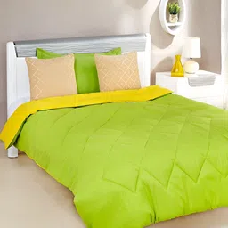 Comfowell Yellow & Green Microfiber Heavy Winter 233 GSM Double Bed Duvet-image-48