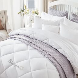 Sleepino White Microfiber 400 GSM King Size Bed Comforter-image-36