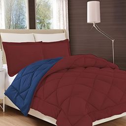 Comfowell Maroon & Blue Heavy Winter 233 GSM Double Bed Comforter-image-104