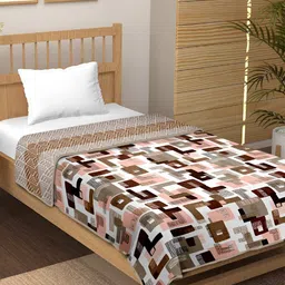 tundwal's Beige & White Geometric Printed AC Room 210 GSM Double Bed Dohar-image-17