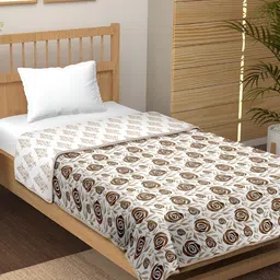 CHICERY Brown & Rose Floral 210 GSM Pure Cotton AC Room Single Bed Dohar-image-65