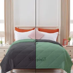 Sleepino Grey & Green Microfiber Double Bed Comforter-image-48