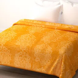 Comfowell Yellow Floral Microfiber Heavy Winter 500 GSM Double Bed Blanket-8