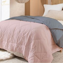 RAZZAI Peach-Coloured & Grey Microfiber AC Room 150 GSM Double Bed Comforter-image-19