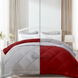 Sleepino Maroon Microfiber 400GSM Mild Winter Reversible Double Bed Comforter-image-17