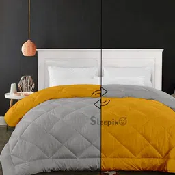 Sleepino Gold-Toned & Grey Microfiber Double Bed Comforter-picture-25