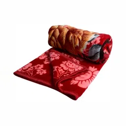 Comfowell Red & Brown Floral Microfiber Heavy Winter 110 GSM Double Bed Blanket-picture-19