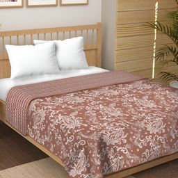 Comfowell Pink & White Floral Printed 200 GSM AC Room Double Bed Dohar-image-86