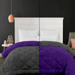 Sleepino Grey & Purple Microfiber 500 GSM Mild Winter Reversible Double Bed Comforter-image-106
