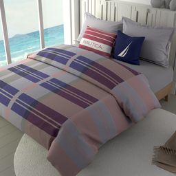 Nautica Ocean View Purple & Grey Checked AC Room Cotton Double Bed Comforter-image-8