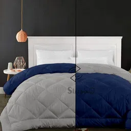 Sleepino Blue And Grey Microfiber 500 GSM Mild Winter Double Bed Comforter-image-0