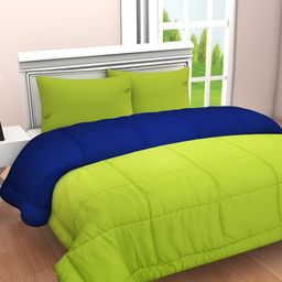 Comfowell Green & Navy Blue Checked Cotton Heavy Winter 233 GSM Single Bed Comforter-image-73