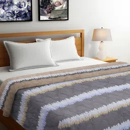 FABINALIV Multicolor Striped Reversible 350 GSM Micro Fiber Filling Double Bed Comforter-image-41
