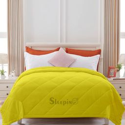 Sleepino Yellow Microfiber GSM 200 Mild Winter Double Bed Comforter-image-2