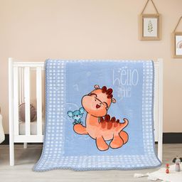WINSTON HOME Blue & Orange Printed Microfiber Mild Winter 600 GSM Single Bed Blanket-image-94