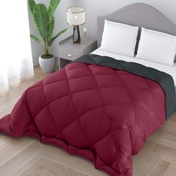 Comfowell Maroon & Grey Heavy Winter 233 GSM Single Bed Quilt-image-71