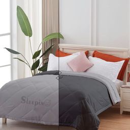 Sleepino Grey Microfiber 150 GSM Mild Winter Reversible Double Bed Comforter-image-20