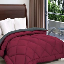 Comfowell Maroon & Grey Heavy Winter 233 GSM Double Bed Quilt-image-75