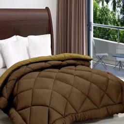 Comfowell Brown & Beige Microfiber Mild Winter 233 GSM Double Bed Comforter-25