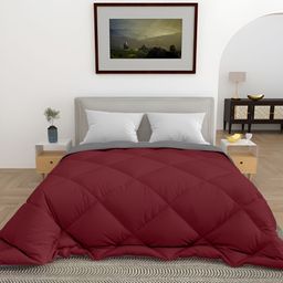 CHICERY Maroon & Grey 300 GSM Single Bed Comforter-image-51