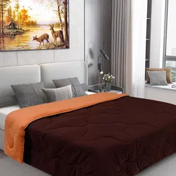 DREAM CARE Coffee Brown Microfiber Reversible AC Room 450 GSM Single Bed Comforter-image-46