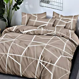 Comfowell Brown & White Geometric Cotton Heavy Winter 233 GSM Double Bed Comforter-image-64