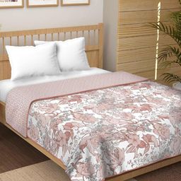 tundwal's Brown & White Floral Printed Reversible Cotton AC Room 210 GSM Single Bed Dohar-image-16