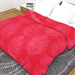 Comfowell Red Floral Microfiber Mild Winter 500 GSM Double Bed Blanket-image-78