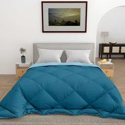 CHICERY Teal & Blue 300 GSM Single Bed Comforter-image-14