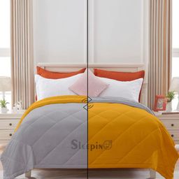 Sleepino Mustard & Grey Microfiber 200-GSM Mild Winter Double Bed Comforter-image-34