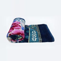 RF RELAXFEEL Blue & White Floral Microfiber Heavy Winter 150 GSM Double Bed Blanket-picture-4