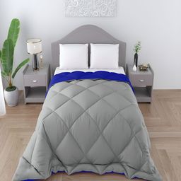 CHICERY Grey & Blue Microfibre Heavy Winter 300 GSM Double Bed Comforter-4