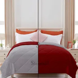Sleepino Silver-Toned And Maroon Microfiber Double Bed Comforter-picture-35