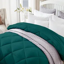 Sleepino Teal Microfiber 400 GSM Heavy Winter Reversible Double Bed Comforter-picture-15