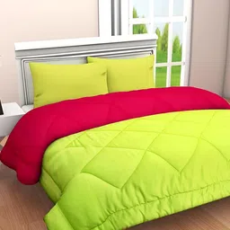 Comfowell Pink & Green Heavy Winter Single Bed Comforter-image-113