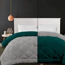 Sleepino Teal & Grey Microfiber Single Bed Blanket-image-30