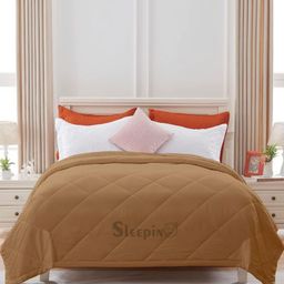 Sleepino Beige Microfiber 100 GSM Mild Winter King Size Comforter-picture-34
