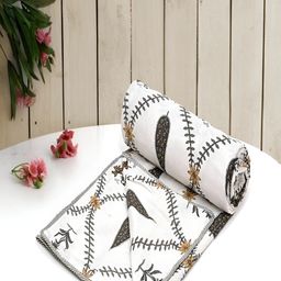 tundwal's Grey & White Floral AC Room 210 GSM Cotton Double Bed Dohar-image-82