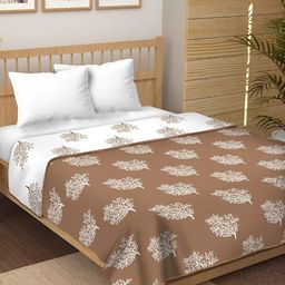 tundwal's Brown & White Floral Printed Reversible Cotton AC Room 210 GSM Double Bed Dohar-image-68