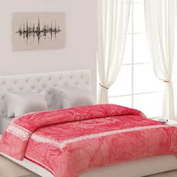 Monte Carlo Pink Floral Printed 5000 GSM Heavy Winter Double Bed Blanket-image-19