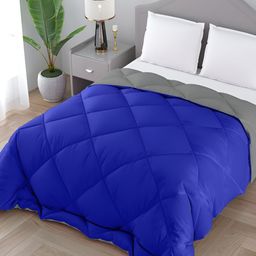 CHICERY Blue & Grey Microfiber 300 GSM Double Bed Comforter-17