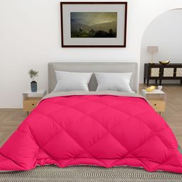CHICERY Pink & Off White Microfiber 300 GSM Double Bed Comforter-image-74