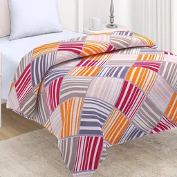 HOKIPO Red & Yellow Ethnic Motifs Microfiber AC Room 210 GSM Single Bed Comforter-52